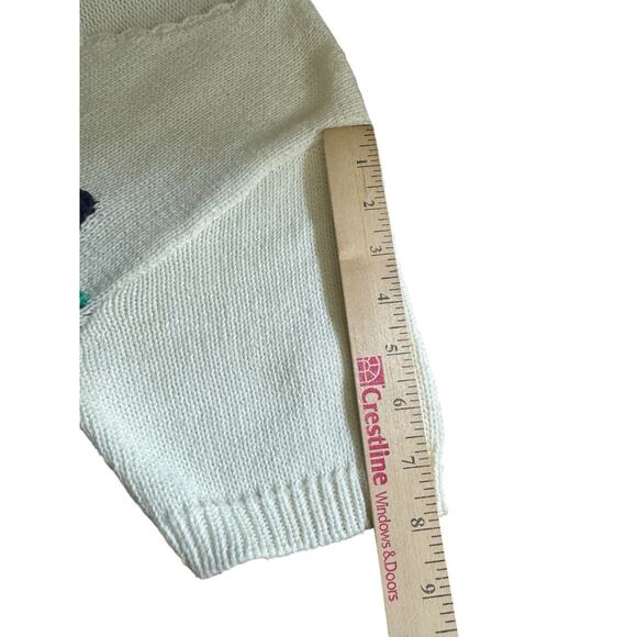 VTG Russ Petite Small Hawaiian Sweater Knit Womens Floral Shirt Sleeve Cottage - Picture 9 of 10